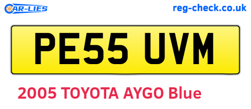PE55UVM are the vehicle registration plates.