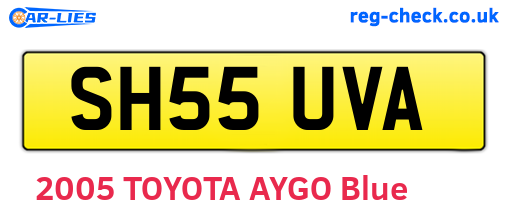 SH55UVA are the vehicle registration plates.