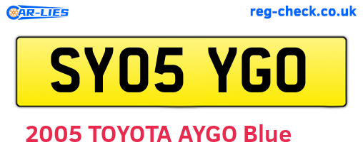 SY05YGO are the vehicle registration plates.