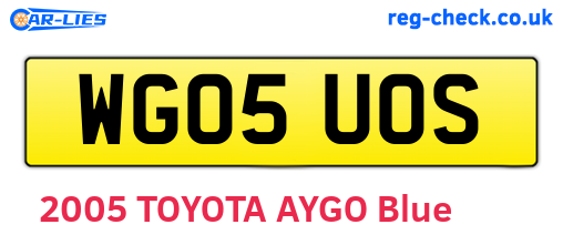 WG05UOS are the vehicle registration plates.