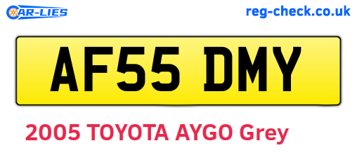 AF55DMY are the vehicle registration plates.