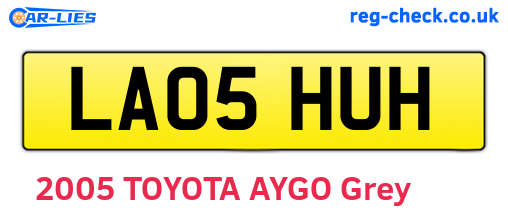 LA05HUH are the vehicle registration plates.