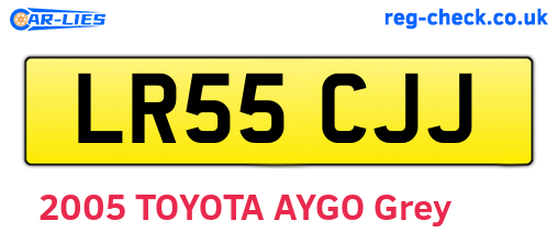 LR55CJJ are the vehicle registration plates.