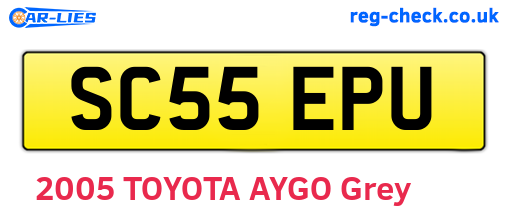 SC55EPU are the vehicle registration plates.