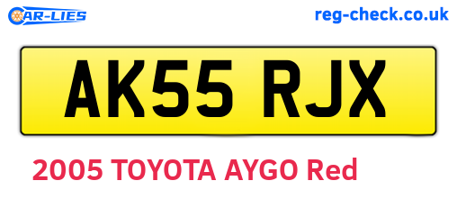 AK55RJX are the vehicle registration plates.