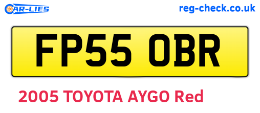 FP55OBR are the vehicle registration plates.