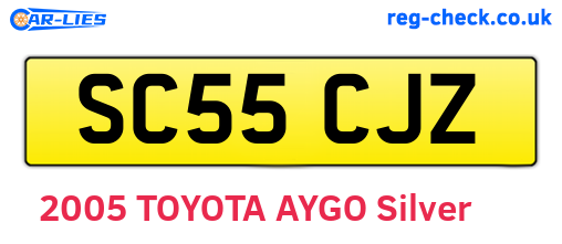 SC55CJZ are the vehicle registration plates.