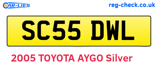 SC55DWL are the vehicle registration plates.