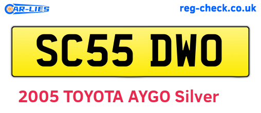 SC55DWO are the vehicle registration plates.