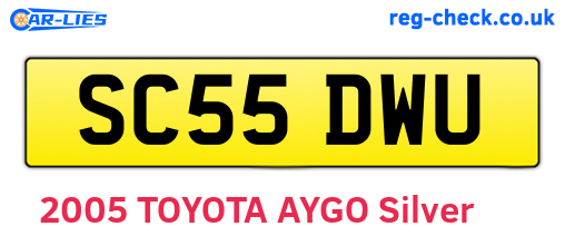 SC55DWU are the vehicle registration plates.