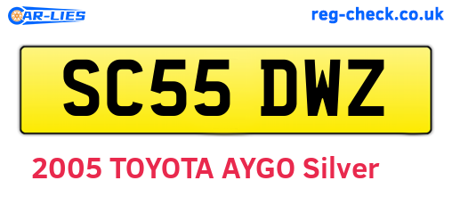 SC55DWZ are the vehicle registration plates.