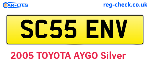 SC55ENV are the vehicle registration plates.