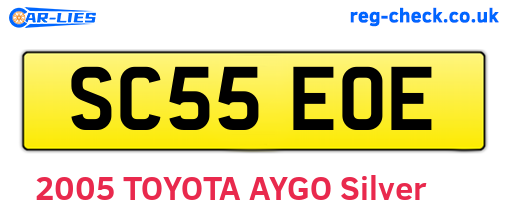 SC55EOE are the vehicle registration plates.
