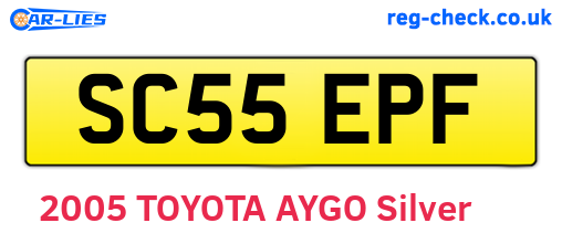 SC55EPF are the vehicle registration plates.