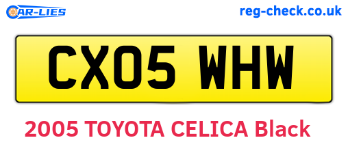CX05WHW are the vehicle registration plates.