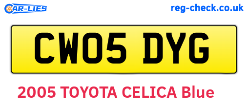 CW05DYG are the vehicle registration plates.
