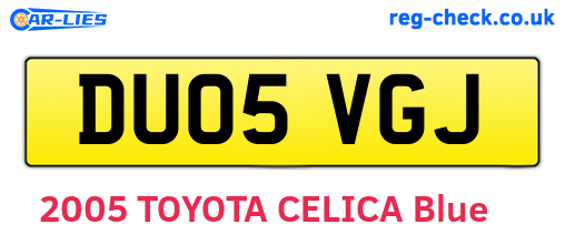 DU05VGJ are the vehicle registration plates.