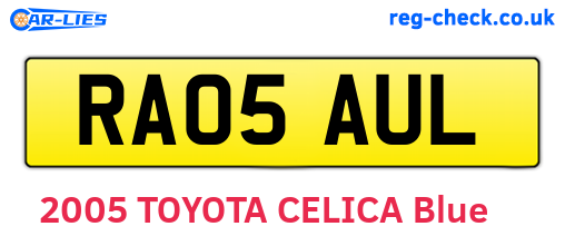 RA05AUL are the vehicle registration plates.