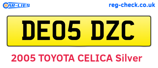 DE05DZC are the vehicle registration plates.