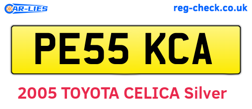 PE55KCA are the vehicle registration plates.