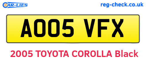 AO05VFX are the vehicle registration plates.