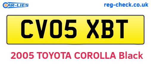 CV05XBT are the vehicle registration plates.