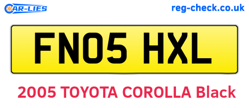 FN05HXL are the vehicle registration plates.