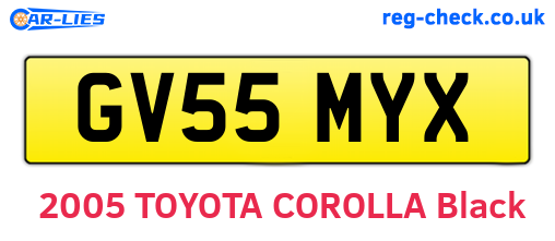 GV55MYX are the vehicle registration plates.