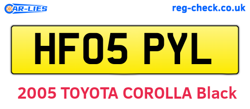HF05PYL are the vehicle registration plates.