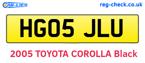 HG05JLU are the vehicle registration plates.