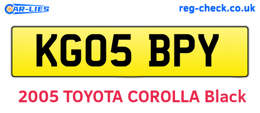 KG05BPY are the vehicle registration plates.