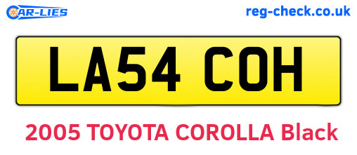 LA54COH are the vehicle registration plates.