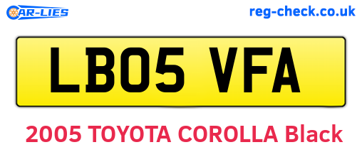 LB05VFA are the vehicle registration plates.