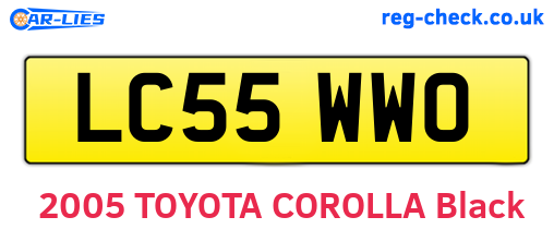 LC55WWO are the vehicle registration plates.