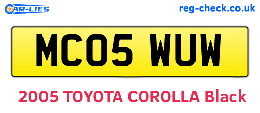 MC05WUW are the vehicle registration plates.