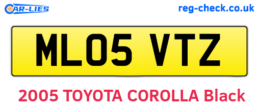ML05VTZ are the vehicle registration plates.