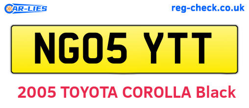 NG05YTT are the vehicle registration plates.