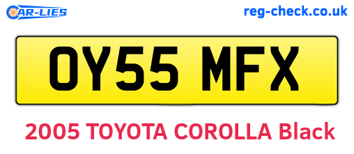 OY55MFX are the vehicle registration plates.