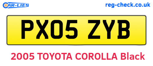 PX05ZYB are the vehicle registration plates.