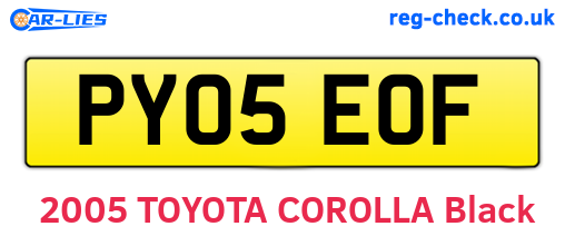 PY05EOF are the vehicle registration plates.