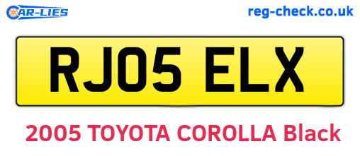RJ05ELX are the vehicle registration plates.