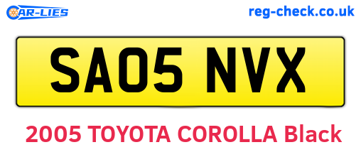 SA05NVX are the vehicle registration plates.