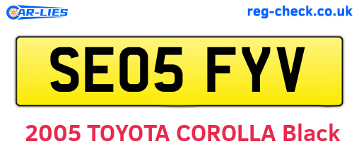 SE05FYV are the vehicle registration plates.