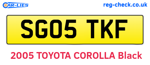 SG05TKF are the vehicle registration plates.