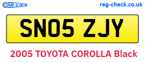 SN05ZJY are the vehicle registration plates.