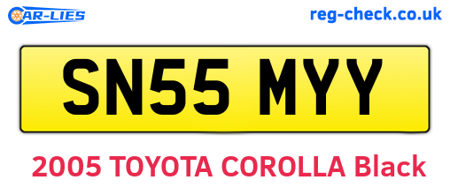 SN55MYY are the vehicle registration plates.