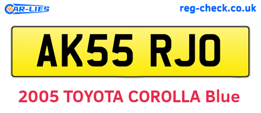 AK55RJO are the vehicle registration plates.