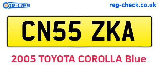 CN55ZKA are the vehicle registration plates.