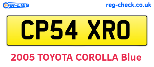 CP54XRO are the vehicle registration plates.