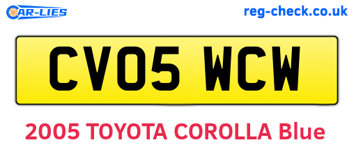CV05WCW are the vehicle registration plates.